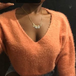Melon Cropped Sweater